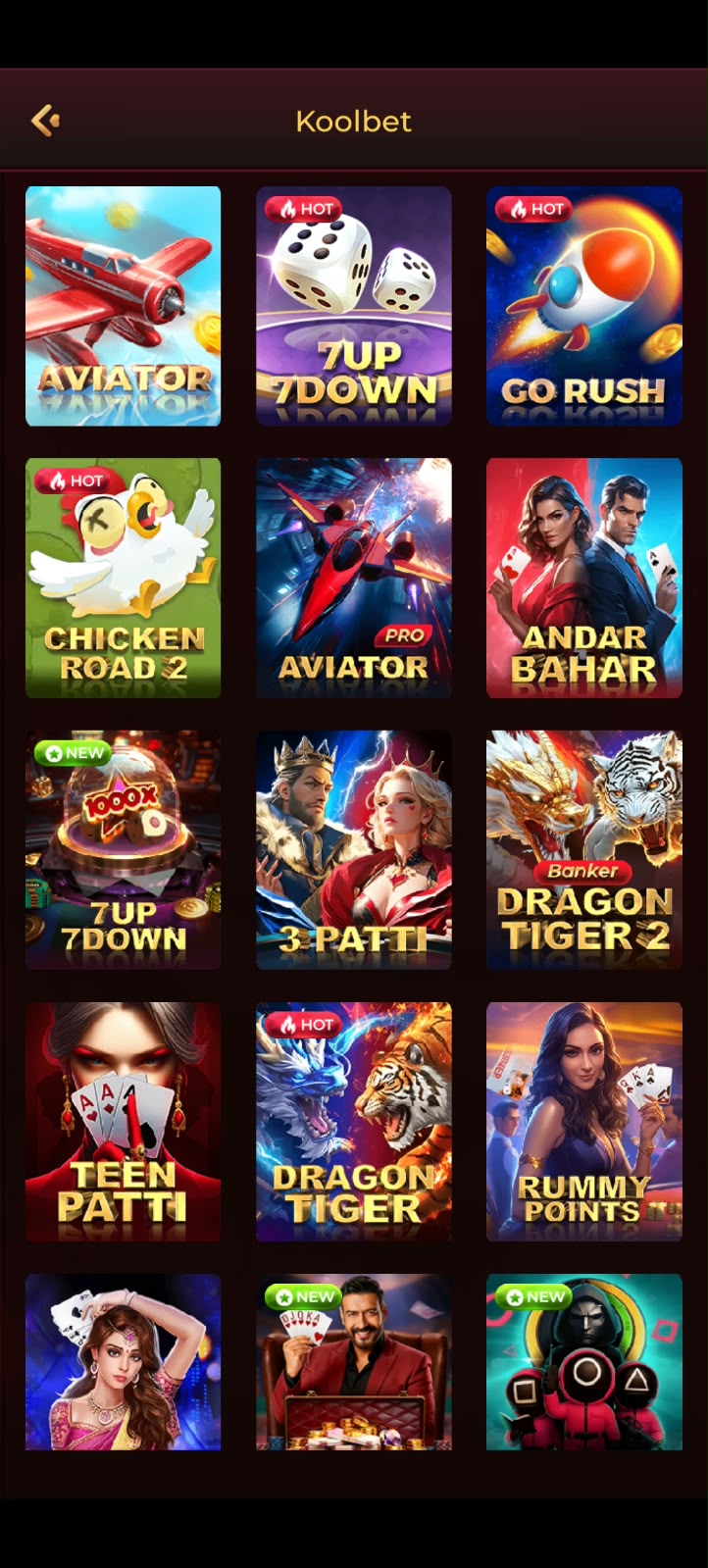 IJ7 Game all games section featuring Aviator, Teen Patti, Rummy and Dragon Tiger
